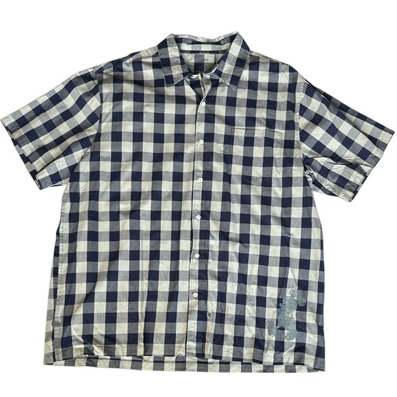 Walt Disney World Men’s Lightweight Navy/Grey Check S/S Shirt Mickey Mouse XL - Picture 1 of 10